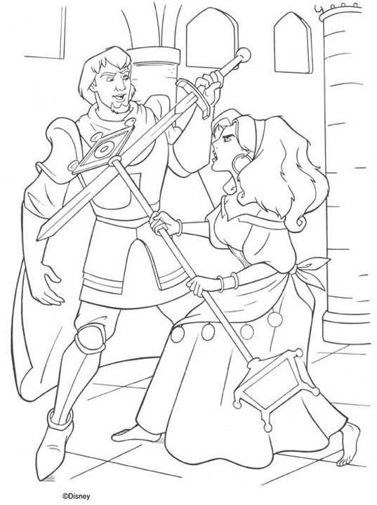 coloriage esmeralda combat phoebus